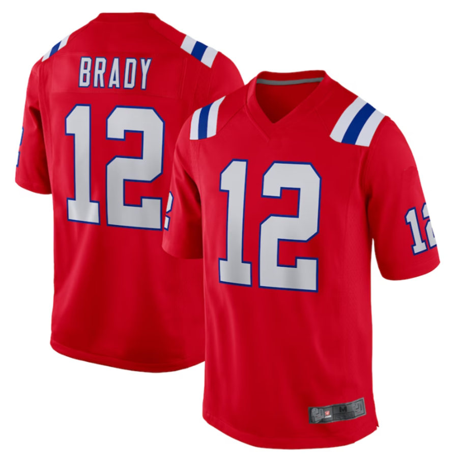 #12 Tom Brady Player NE.Patriots Red Game Football Jerseys