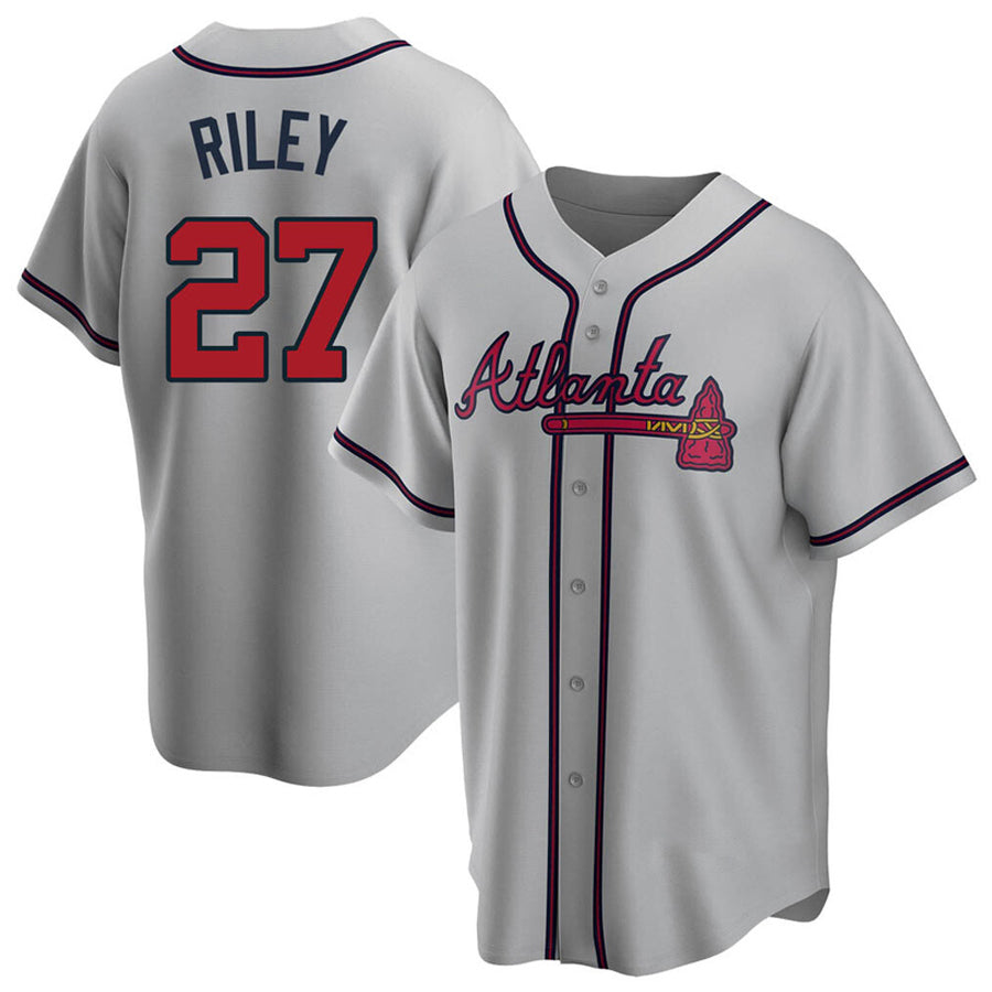 A.Braves #27 Austin Riley Player Gray Replica Game Baseball Jerseys
