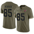 A.Cardinals #85 Trey McBride Player Olive Salute to Service Limited Stitched Football Jerseys