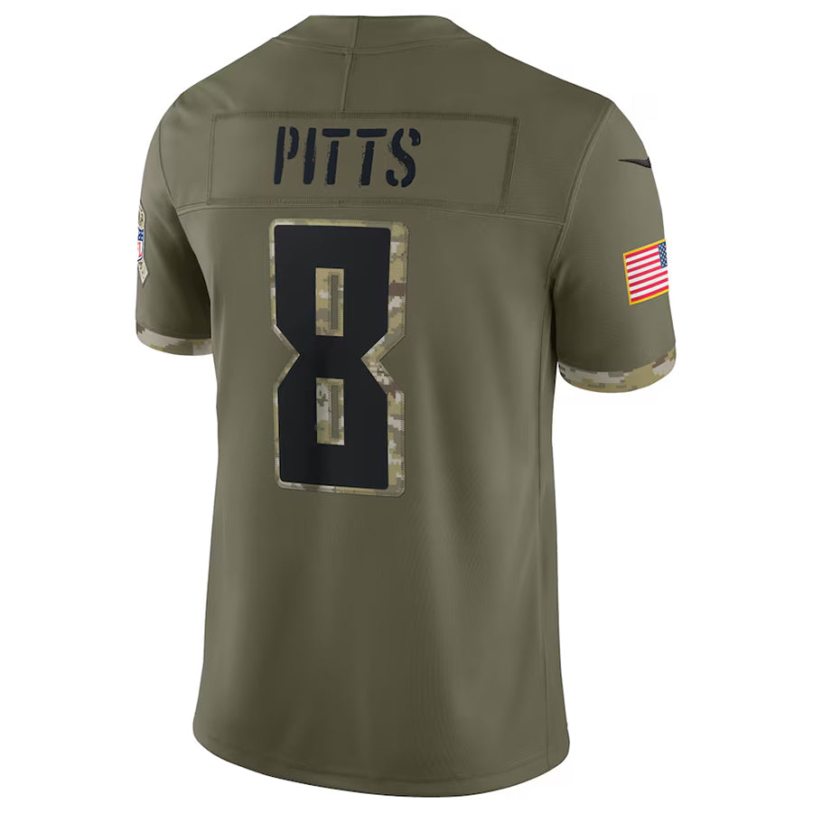 A.Falcons #8 Kyle Pitts Sr. Player Olive Salute To Service Limited Football Jerseys
