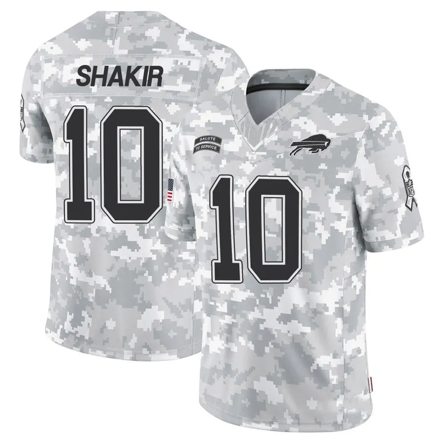 B.Bills #10 Khalil Shakir Player Arctic Camo Salute to Service Limited Football Jerseys