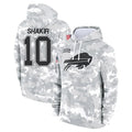 B.Bills #10 Khalil Shakir Player Salute to Service Hoodies Football Jerseys