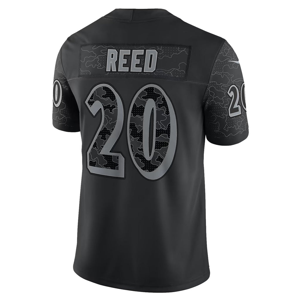 B.Ravens #20 Ed Reed Player Black RFLCTV Limited Football Jerseys