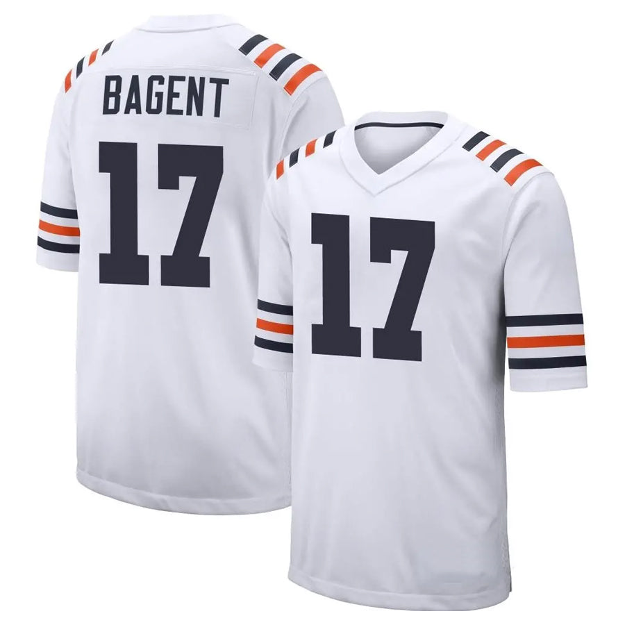 C.Bears #17 Tyson Bagent Player White Alternate Classic Game Football Jerseys