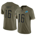 D.Lions #16 Jared Goff Player Salute To Service Limited Olive Football Jerseys