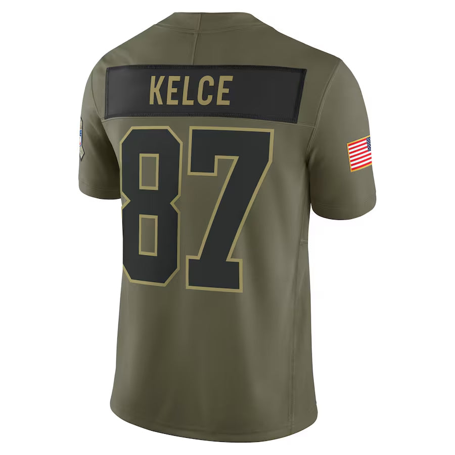 KC.Chiefs #87 Travis Kelce Player Olive Salute to Service Limited Football Jerseys