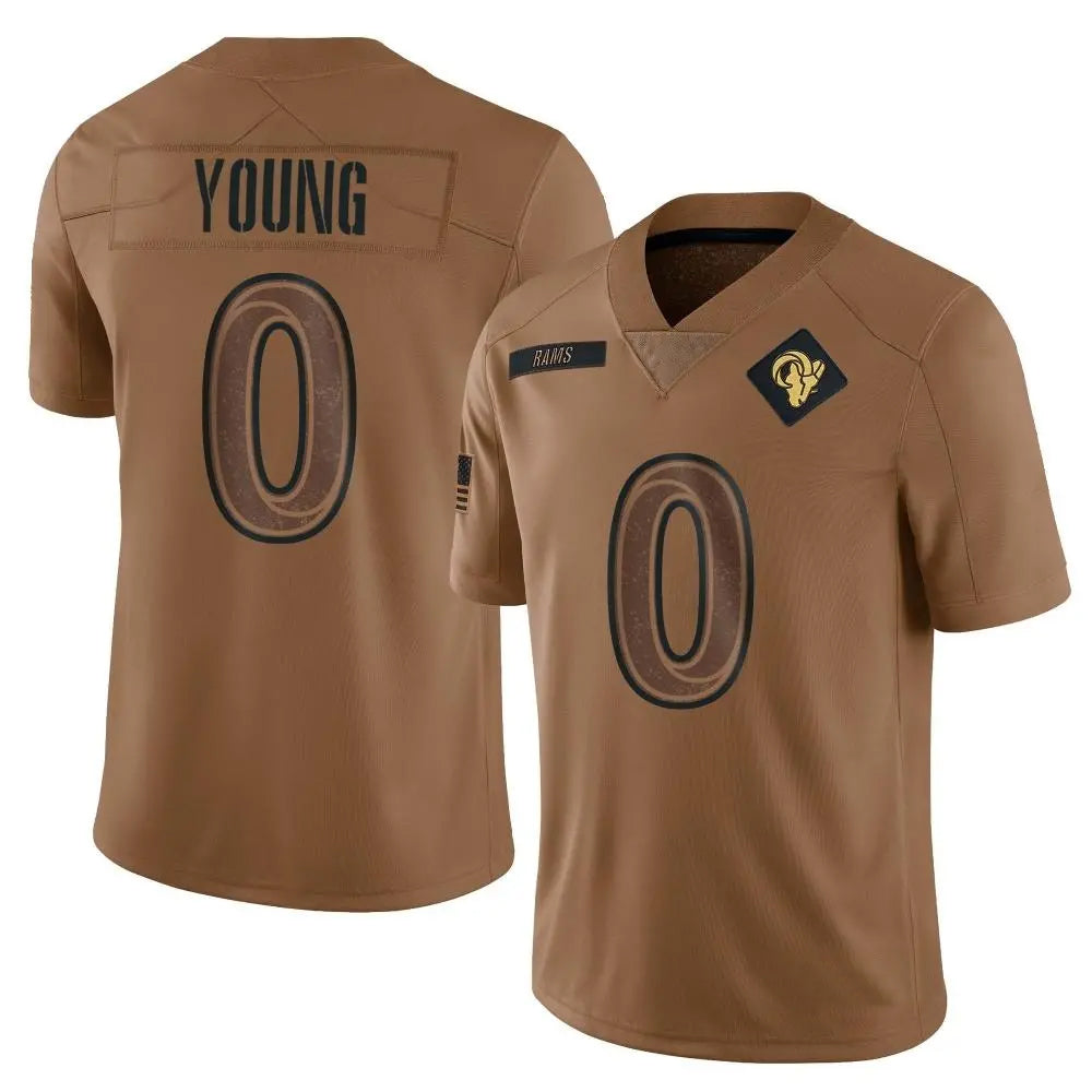 LA.Rams #0 Byron Young Player Limited Brown Salute To Service Football Jerseys