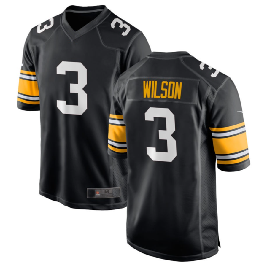 P.Steelers #3 Russell Wilson Player Black Alternate Game Football Jerseys