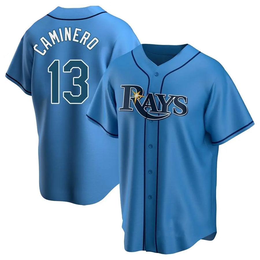 TB.Rays #13 Junior Caminero Player Light Blue Replica Baseball Jerseys