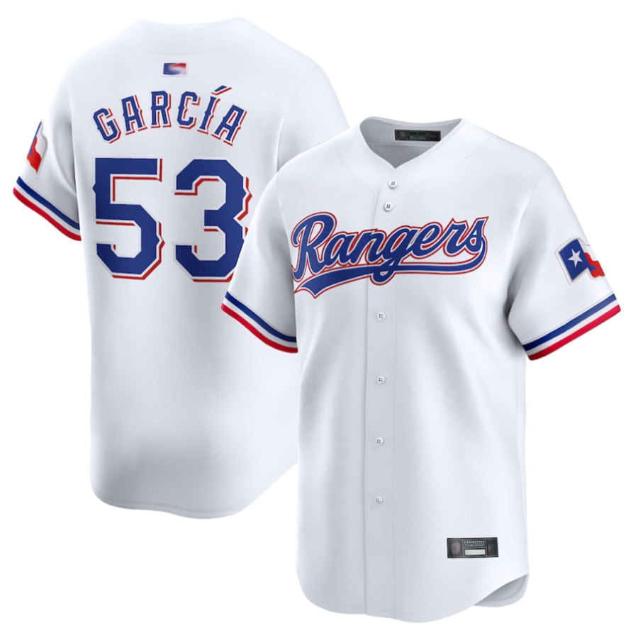 T.Rangers #53 Adolis Garc¡§aa Player White Home Limited Baseball Jerseys