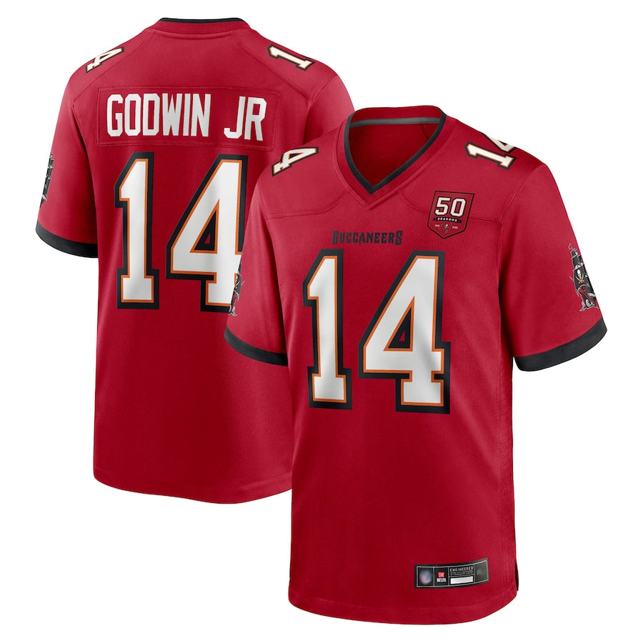 TB.Buccaneers #14 Chris Godwin Jr. Player Red 50th Anniversary Game Football Jerseys