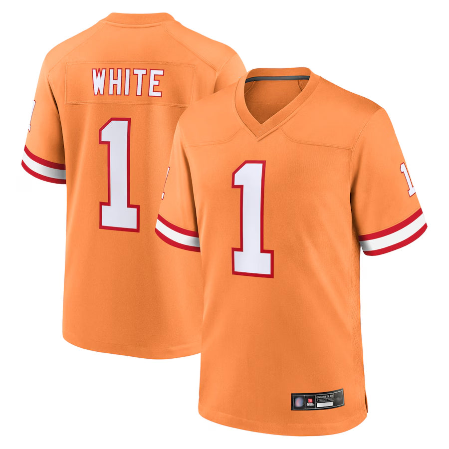 TB.Buccaneers #1 Rachaad White Player Orange Game Football Jerseys