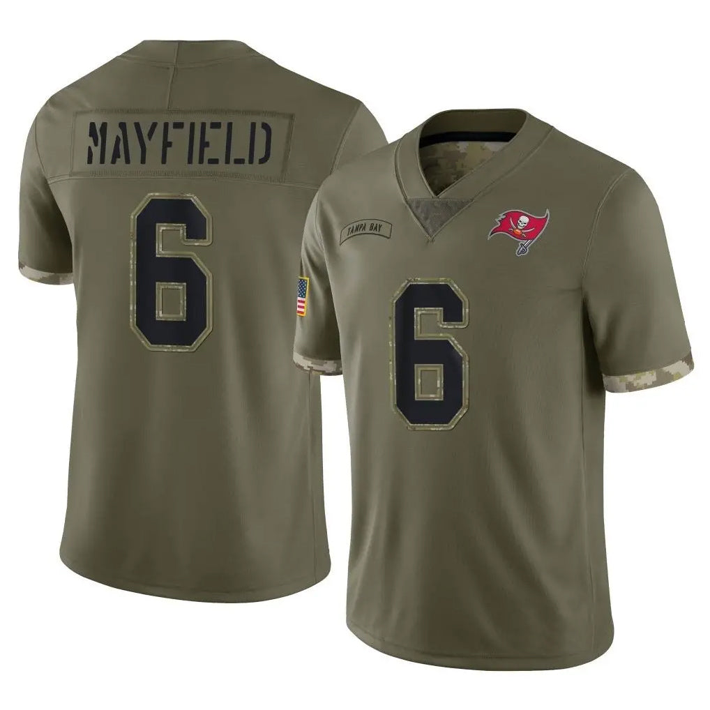 TB.Buccaneers #6 Baker Mayfield Player Olive Salute To Service Football Jerseys