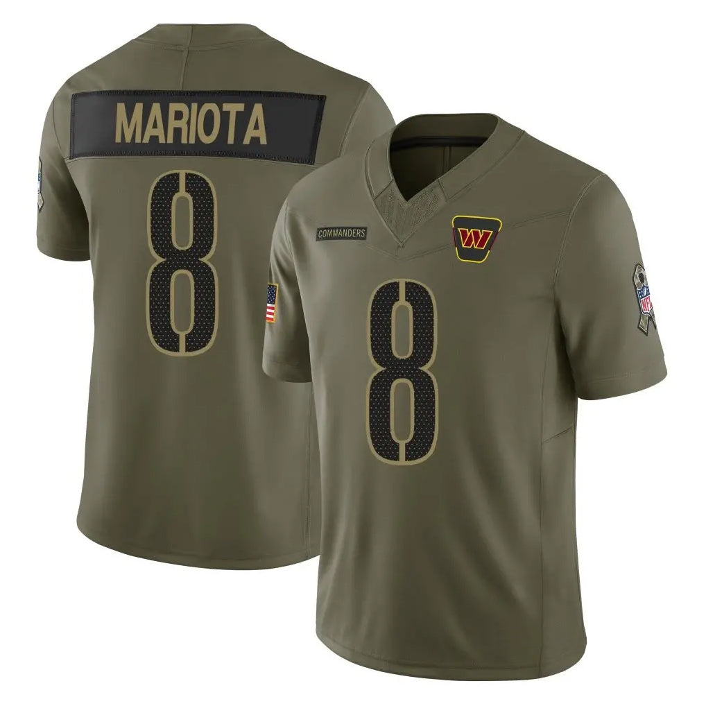 W.Commanders #8 Marcus Mariota Player Olive Salute To Service Limited Football Jerseys