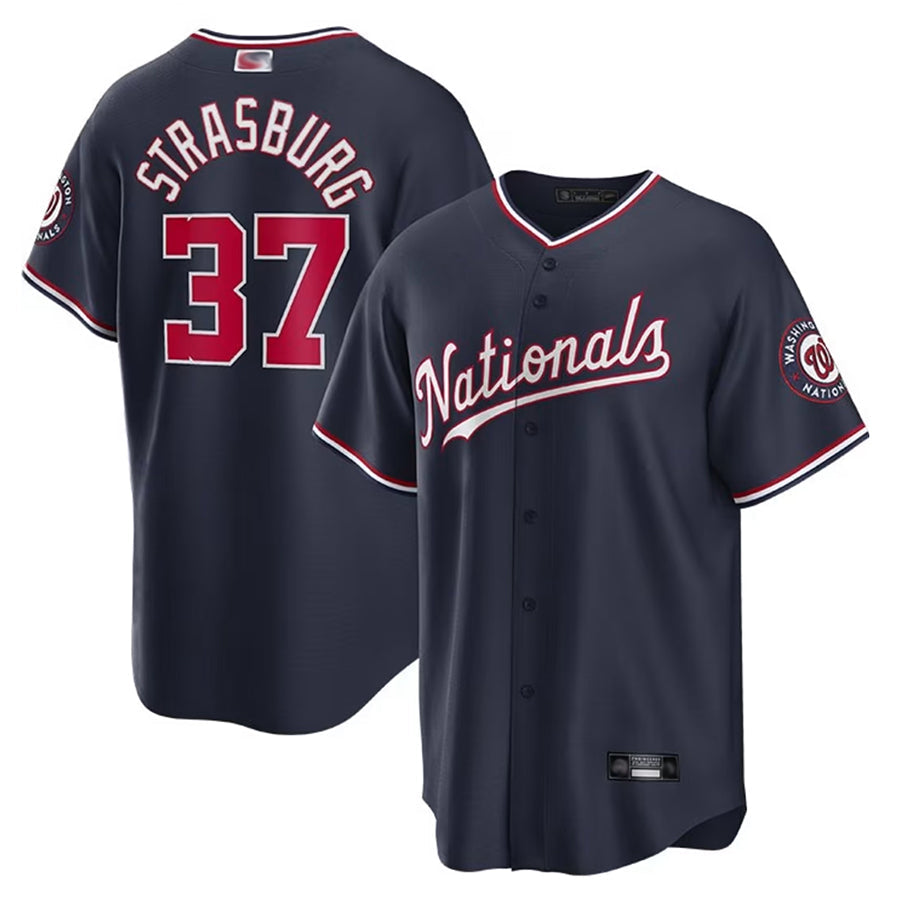W.Nationals #37 Stephen Strasburg Player Navy Replica Baseball Jerseys