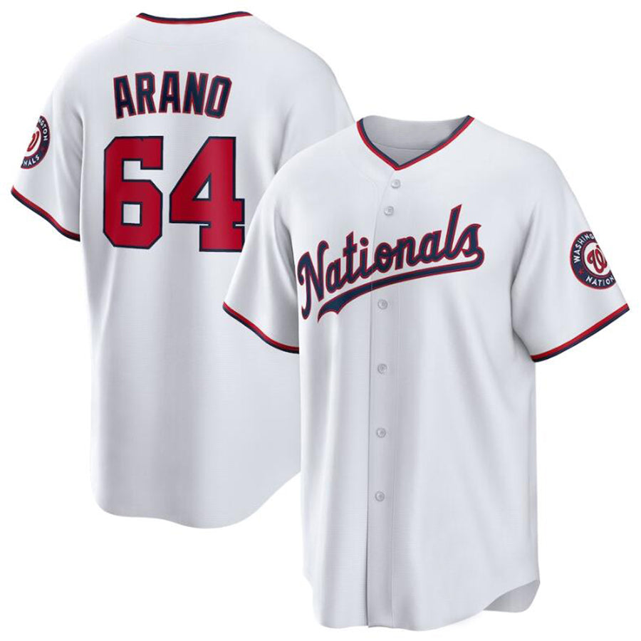 W.Nationals #64 V¡§actor Arano Player White Home Replica Baseball Jerseys